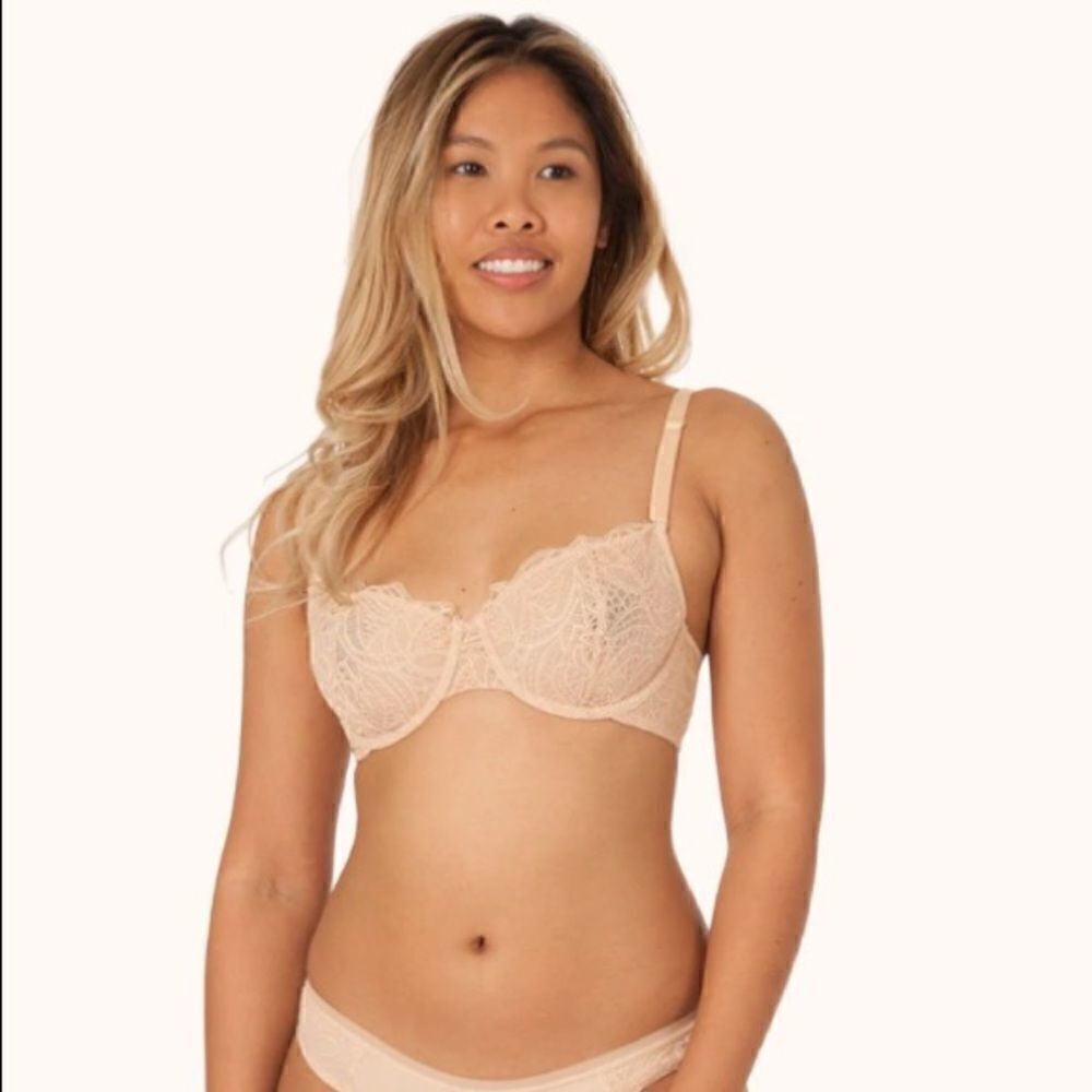 Madewell Lively The Unlined Lace Bra Toasted Almond Size 34D